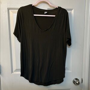 Classic Olive Green V-Neck Women's Top